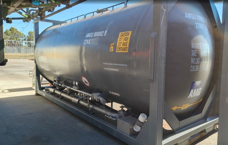 The Pressure Tanker ISO under a loading gantry at a Western Australian site